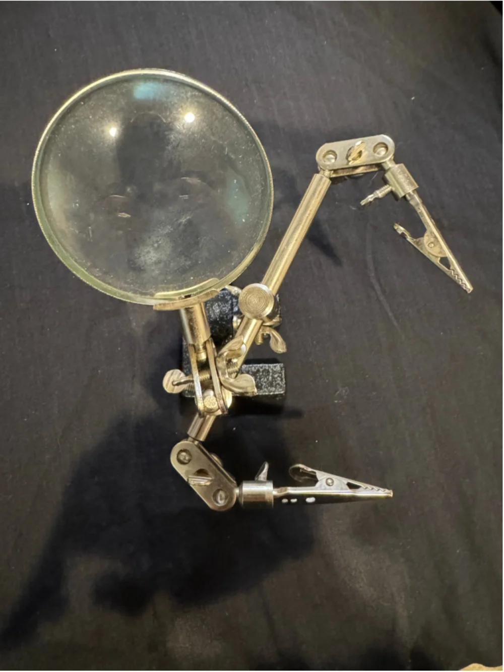 Vintage Unbranded Arts & Crafts Helping Hands Magnifier Tool Silver Black